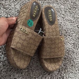 Guess Brown Sandals Slip-On Comfort